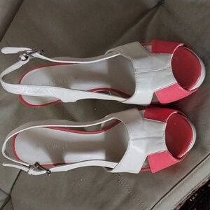 Nine West orange and nude color heels
